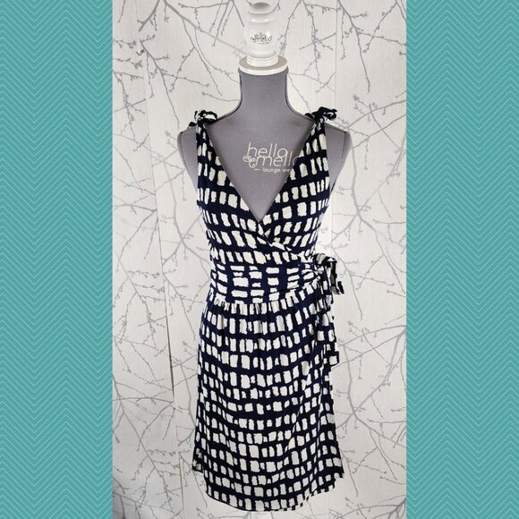 Girl Friday Navy Mosaic Printed Wrap Dress - Picture 1 of 4